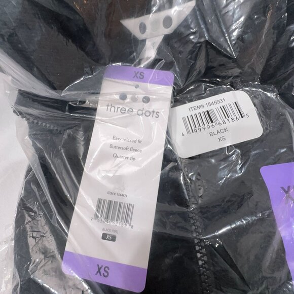 Three Dots Womens Ribbed Cuff Quarter Zip Pullover Sweater Black Size XS NWT - Picture 6 of 6